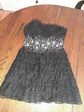 Sz 4 Terani Couture Black Mini Special Occasion Dress Party Wedding Cruise